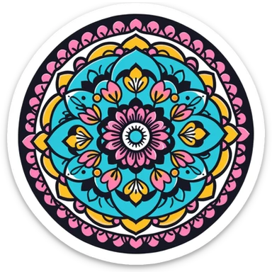 mandala with floral and bead detailing sticker