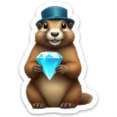 A marmot with a diamond in his hand sticker