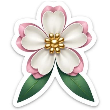 white sakura flower with a bow and velvet ribbon petals sticker