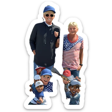 boys in hats outdoors sticker