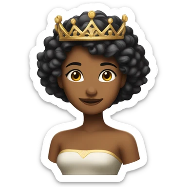 Una leona alegre y elegante de pelo negro con corona de brillo de Reyna  sticker