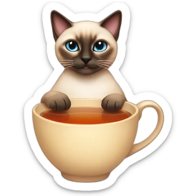 cat Siamese with tea sticker