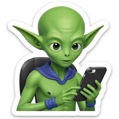 a alienígena digitando o celular sticker