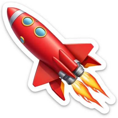 Red rocket ship going down sticker