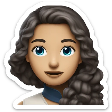 une femme au cheveux brune au yeux bleue foncé habillé en sorcière sticker