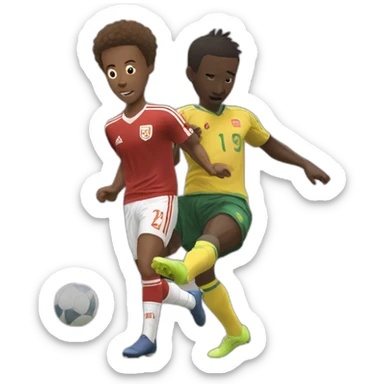 Lumbering African centre back felling small Japanese winger with a penalty incorrectly awarded sticker