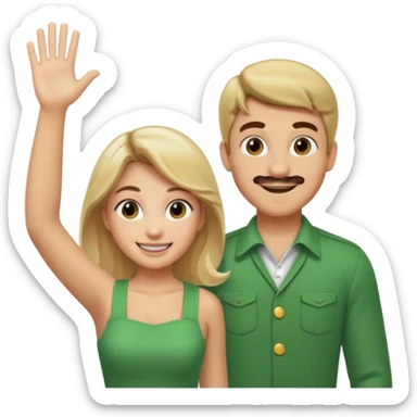 blonde female Luigi and a normal brown hair male mairo. They are friends! Maybe highfiving or just smiling sticker