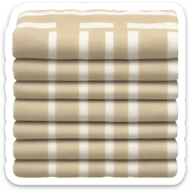 Stack of 3 beige and white striped towels sticker