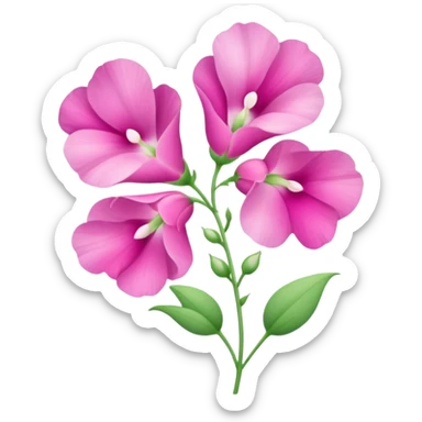 sweetpea flower, pink with dotted center sticker