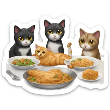four cats having DINNER sticker