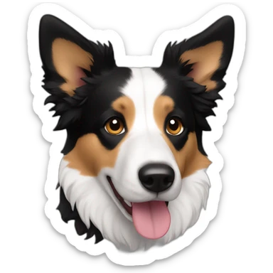 border collie mixed with corgi only face and with black and white fur sticker