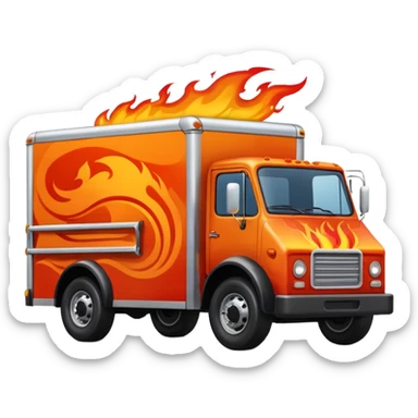 Racing style delivery truck with flames sticker