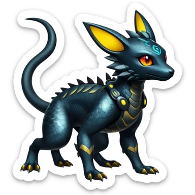 Modern Futuristic Scaly Cyber-Salandit-Umbreon-Litten-Hybrid (Full body) sticker