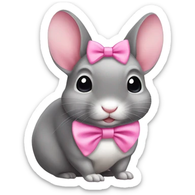 Cute chinchilla wearing a pink bow  sticker