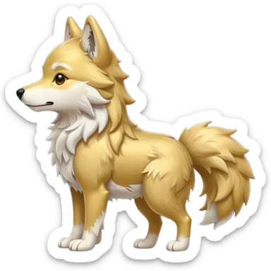 Gold wolf chibi side profile full body facing left  sticker