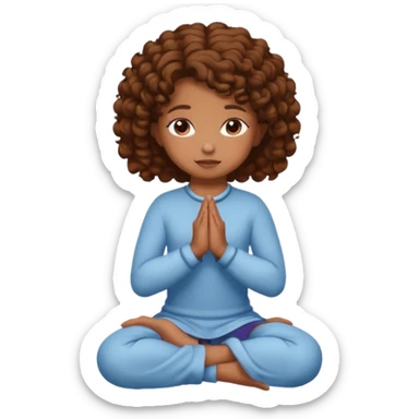 girl praying on knees curls brown sticker