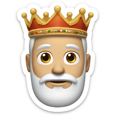 white guy with burger king crown on head and he has a white beard and mustache  sticker