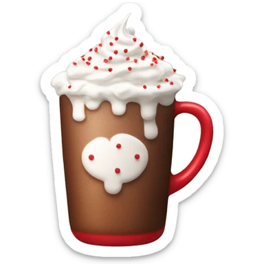 Hot cocoa with whip cream and red sugar sprinkles sticker