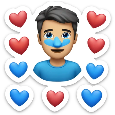 Hombre con corazones azules en los ojos  sticker