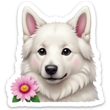 White Shepherd flower pink  sticker