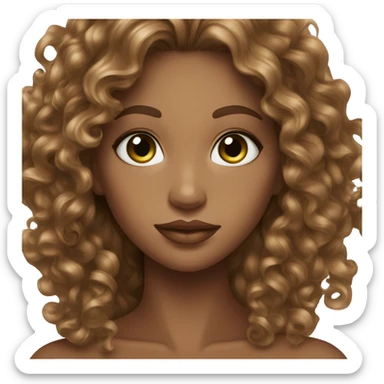 Curly brunette with long hair green eyes brown skin and plump lips  sticker