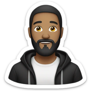 white man with black beard wearing a black hoodie sticker