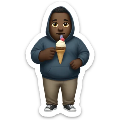 Fat black man wearing a hoodie and eating ice cream sticker