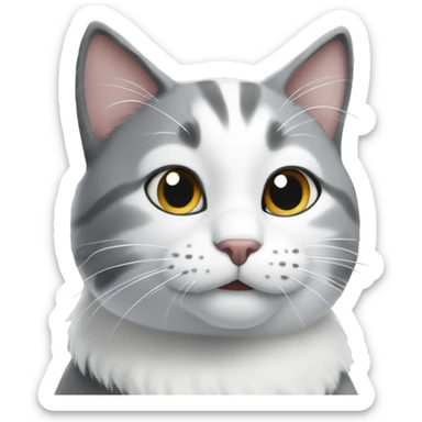 Gray and white cat in the snow sticker