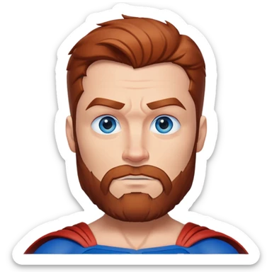 Adult Superman Blue Eyes scruffy Redish Brownish Beard Muscle sticker