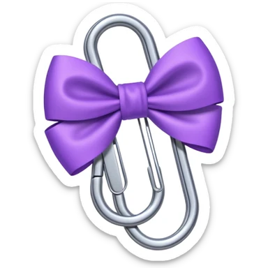 one silver paper clip with a purple bow in the middle sticker