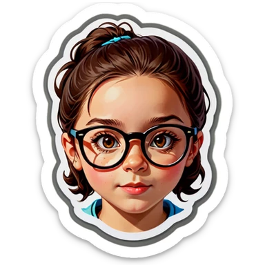 realistic portrait of girl with glasses sticker
