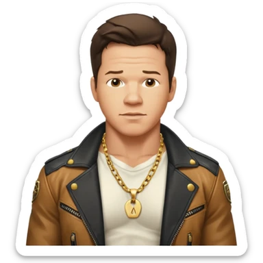 Mark Wahlberg as Marky Mark with shirtless with necklace, jacket sticker