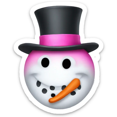 a snowman with a pink hat sticker