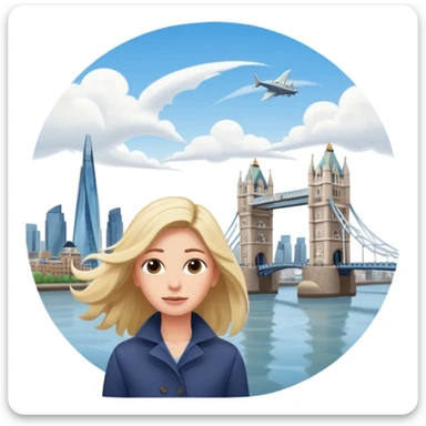 quelqu'un qui admire la vue depuis un point panoramique avec une ville avec des gratte ciel et Tower Bridge en contrebas
 sticker