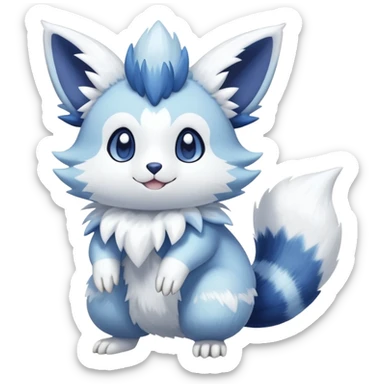 Shiny White Pastel Snowy Icy Sparkly Cute Furret-Meowstic-Zangoose-Hybrid (Full body) sticker
