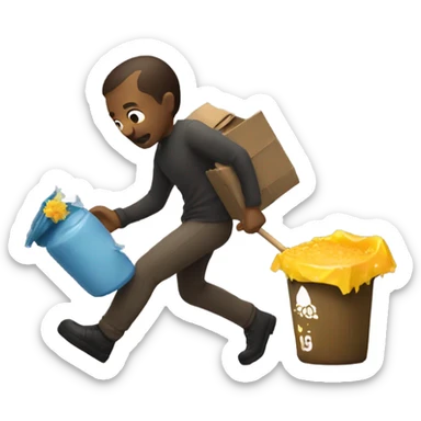 Man takes a trash out of honey  sticker