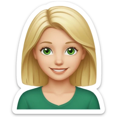 White girl with blonde shoulder length hair and green eyes sticker