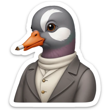 Pleasr make a cool pigeon snoking a cigarette in the style of pepe sticker