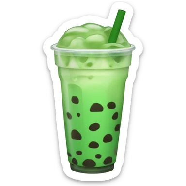 Green color boba tea sticker