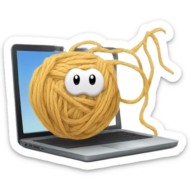 Laptop with a ball of yarn sticker