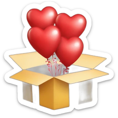 Open gift box with heart balloons  sticker