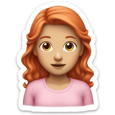 cute Redhead girl wearing pink sticker