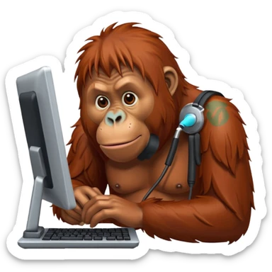 An orangutan on a computer  sticker