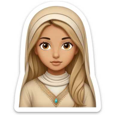 Girl with half long hair in Arabic style beige sticker