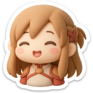 Sticker of Asuna from Sword Art Online in mochi style with a cute expression, inspired by the reference image. sticker