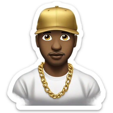 realistic meme rapper chains ball cap sideways  sticker