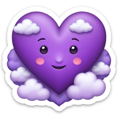 purple heart emoji with small clouds   sticker
