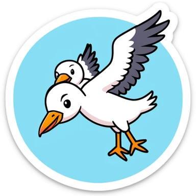 stork flying with a human baby in a bundle sticker