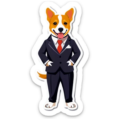 Dog wearing a suit sticker