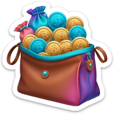 coins inside brown leather bag

Change coins color in in gradient of turquoise, blue, pink, purple, and coral sticker